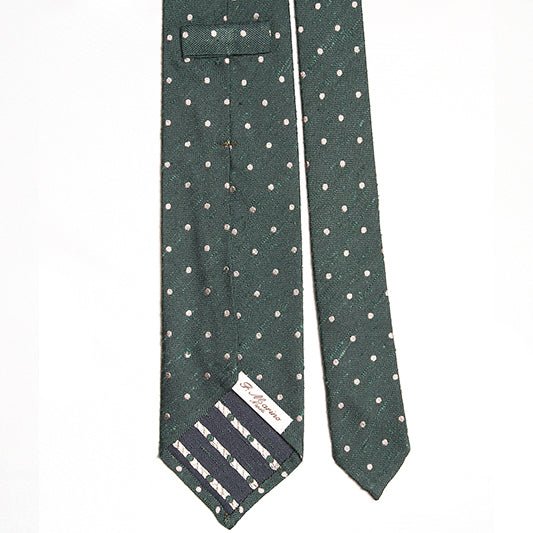 Cravatta F.Marino Shantung Regimental 3 pieghe Verde pois - Francesco Marino Napoli