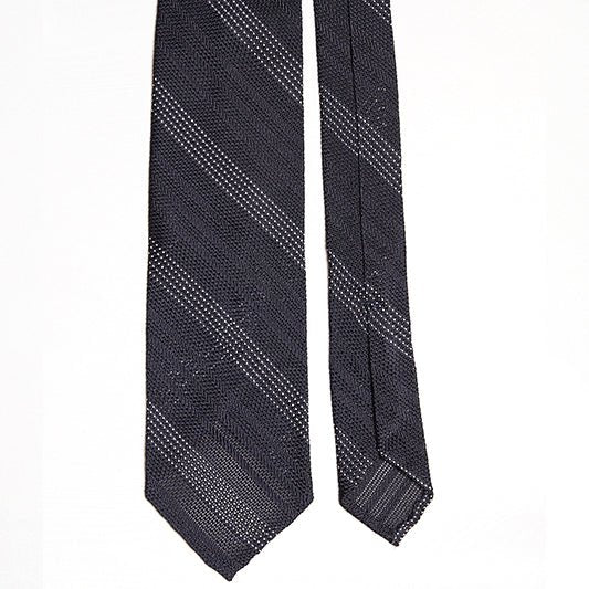 Cravatta F.Marino Garza Regimental 3 pieghe Navy Bianco - Francesco Marino Napoli