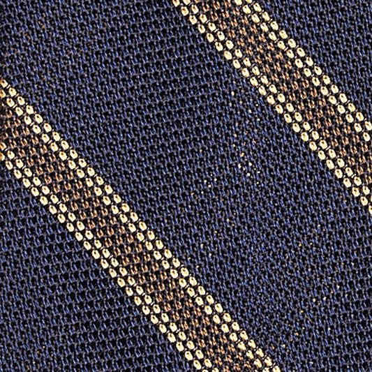 Cravatta F.Marino Garza Regimental 3 pieghe Navy Marrone - Francesco Marino Napoli