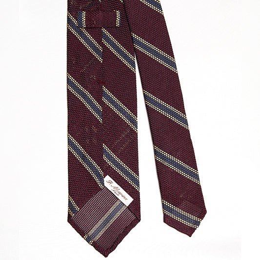 Cravatta F.Marino Garza Regimental 3 pieghe Navy Bordeaux - Francesco Marino Napoli