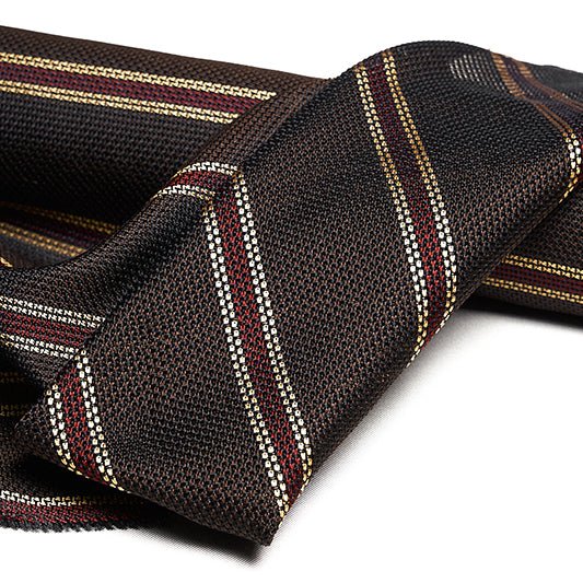 Cravatta F.Marino Garza Regimental Marrone Bordeaux - Francesco Marino Napoli