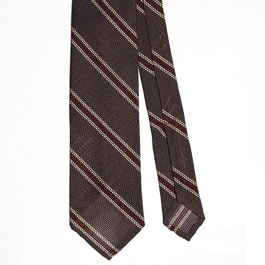 Cravatta F.Marino Garza Regimental 3 pieghe Marrone Bordeaux - Francesco Marino Napoli