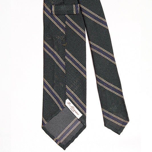 Cravatta F.Marino Garza Regimental 3 pieghe Navy Verde - Francesco Marino Napoli