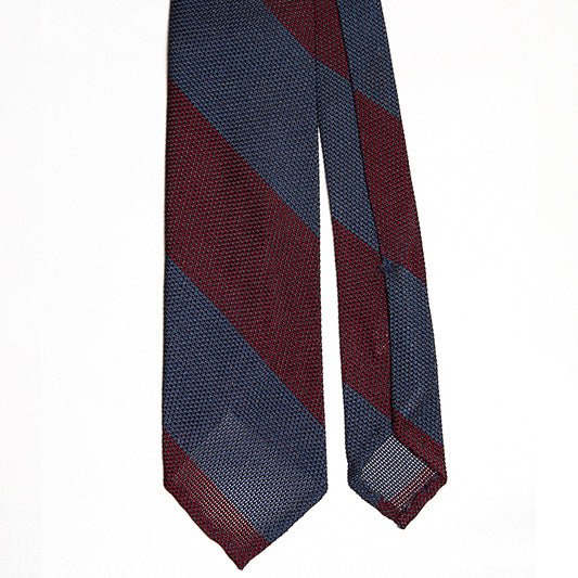 Cravatta F.Marino Garza Regimental 3 pieghe Navy Bordeaux - Francesco Marino Napoli