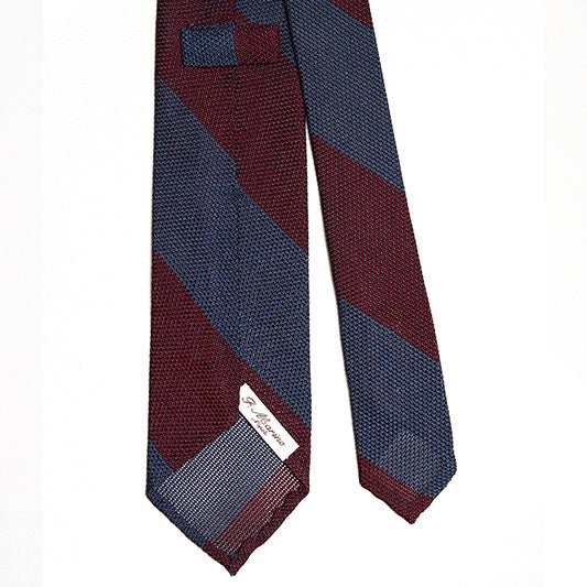 Cravatta F.Marino Garza Regimental 3 pieghe Navy Bordeaux - Francesco Marino Napoli