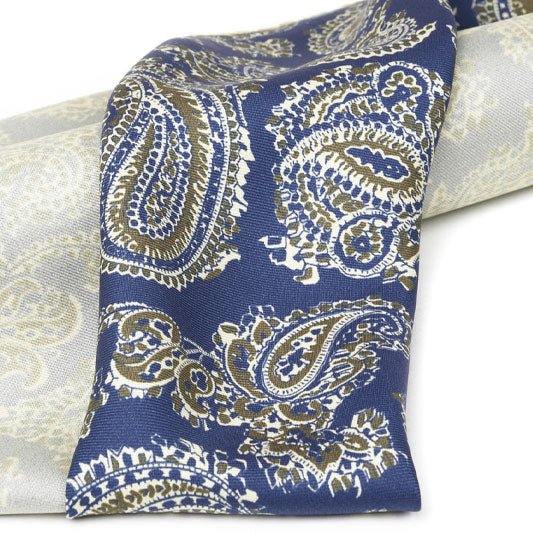 Cravatta F.Marino Seta Blu denim Paisley - Francesco Marino Napoli