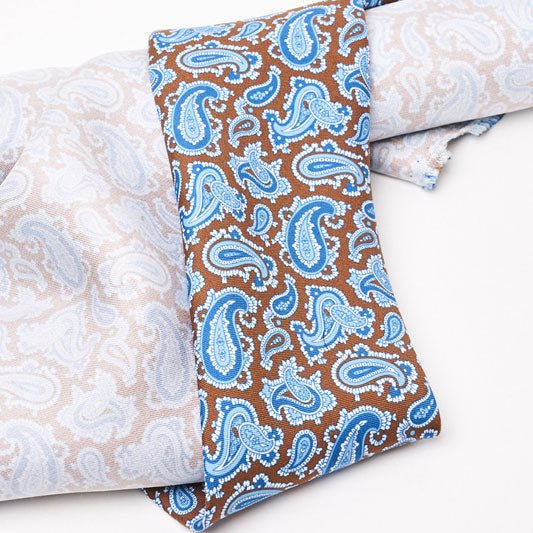 Cravatta F.Marino Seta Marrone Azzurro Paisley - Francesco Marino Napoli