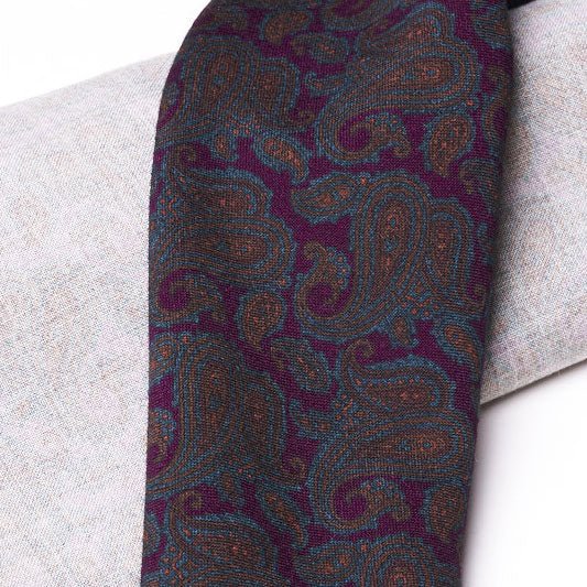 Cravatta F.Marino Seta Burgundy Paisley - Francesco Marino Napoli