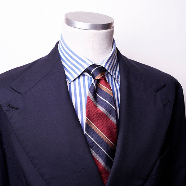 Cravatta F.Marino Regimental 4 pieghe Rosso Navy Marrone Grigio - Francesco Marino Napoli