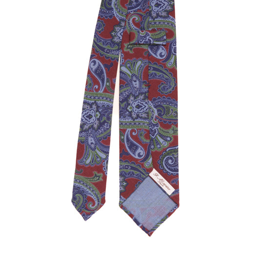 Cravatta F.Marino 3 Pieghe Sfoderata Rosso Paisley