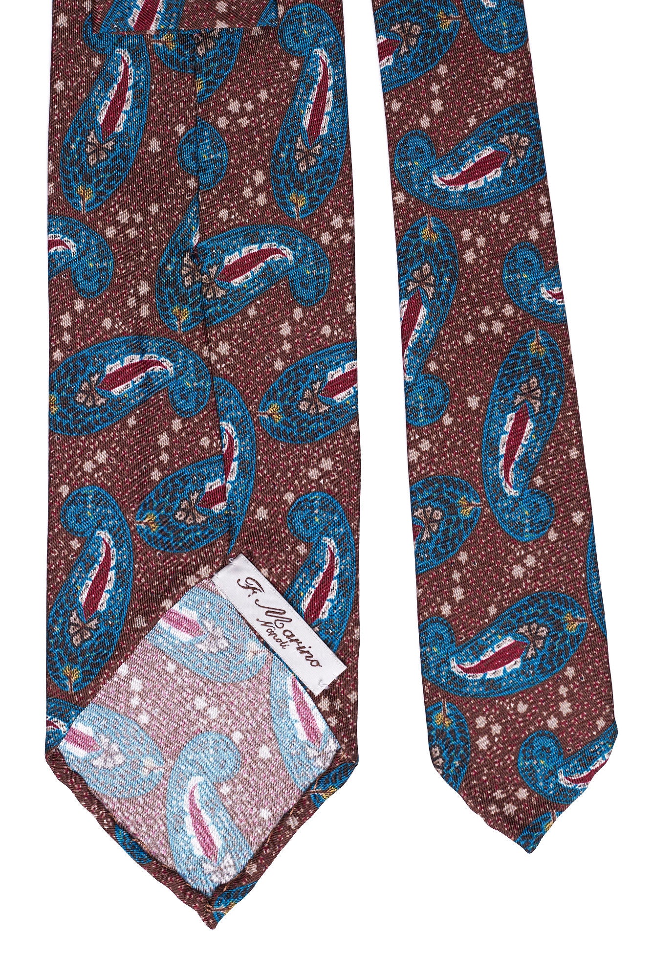 Ready To Wear Tie - 3 Fold Handrolled - Brown - Paisley