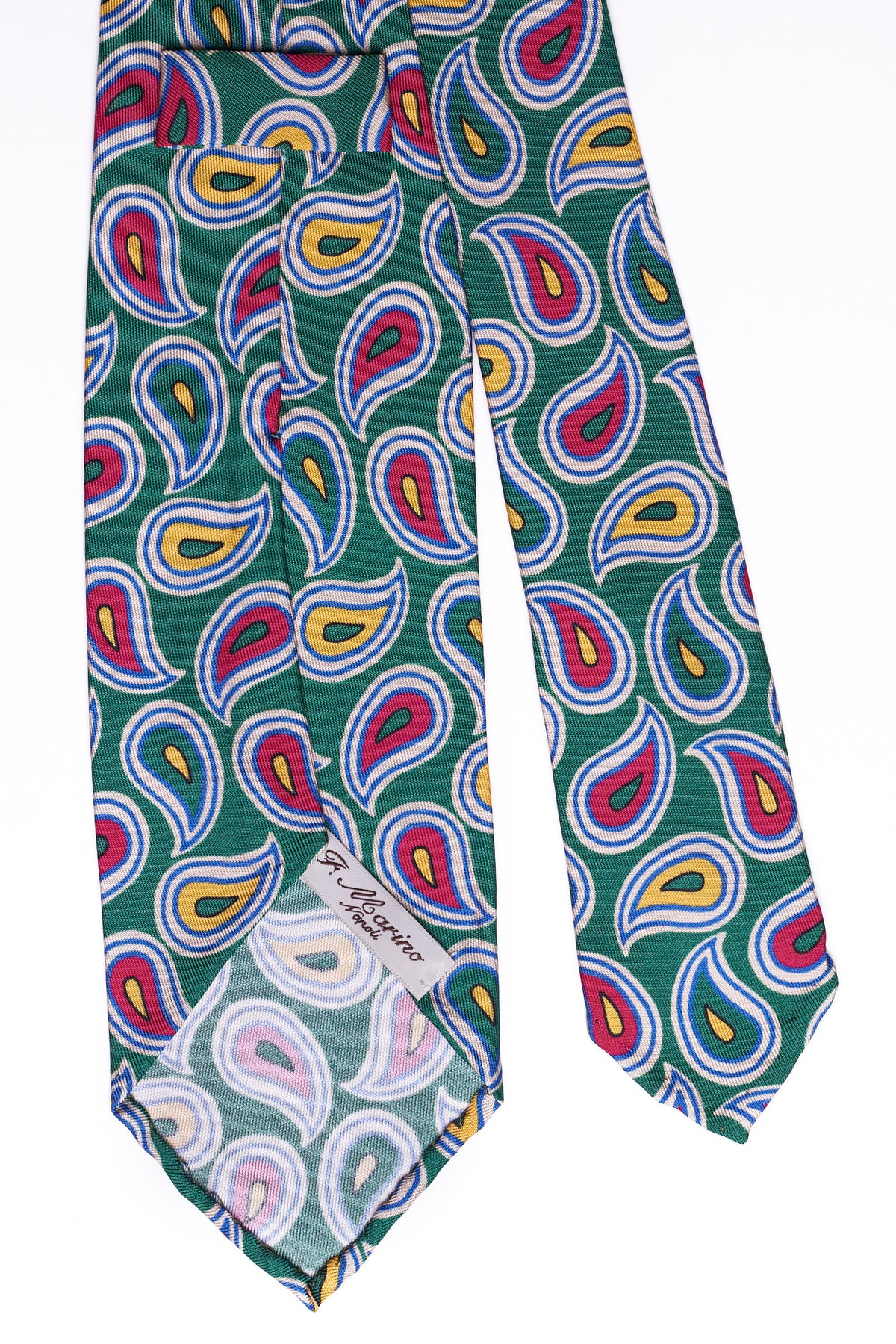 Cravatta F.Marino 3 pieghe Verde Paisley - Francesco Marino Napoli